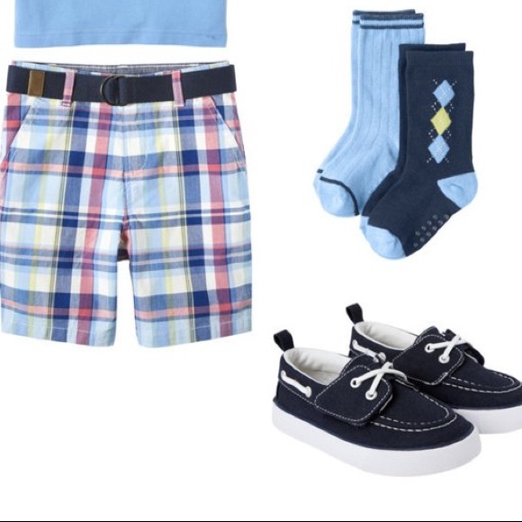 Boys Plaid Belted Chino Shorts - Country Club - Picture 2 of 5